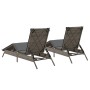 Tumbonas con cojines 2 unidades ratán sintético gris de , Tumbonas - Ref: Foro24-3261580, Precio: 285,34 €, Descuento: %
