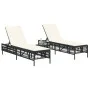 Tumbonas con cojines 2 unidades ratán sintético negro de , Tumbonas - Ref: Foro24-3261596, Precio: 284,43 €, Descuento: %