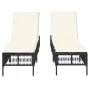 Tumbonas con cojines 2 unidades ratán sintético negro de , Tumbonas - Ref: Foro24-3261596, Precio: 284,43 €, Descuento: %