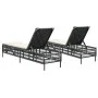 Tumbonas con cojines 2 unidades ratán sintético negro de , Tumbonas - Ref: Foro24-3261596, Precio: 284,43 €, Descuento: %