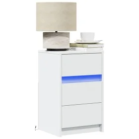 Mesita de noche con luces LED madera de ingeniería blanca de , Mesitas de noche - Ref: Foro24-852012, Precio: 69,02 €, Descue...