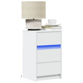 Mesita de noche con luces LED madera de ingeniería blanca de , Mesitas de noche - Ref: Foro24-852012, Precio: 70,48 €, Descue...