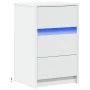 Mesita de noche con luces LED madera de ingeniería blanca de , Mesitas de noche - Ref: Foro24-852012, Precio: 69,02 €, Descue...