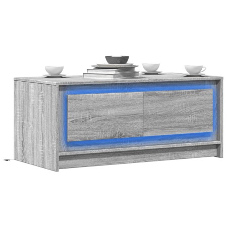 Mesa de centro con luces LED madera de ingeniería gris Sonoma de , Mesas de centro - Ref: Foro24-851989, Precio: 97,43 €, Des...