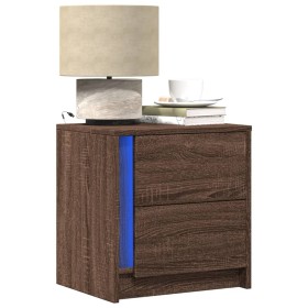 Mesita de noche con luces LED madera de ingeniería roble marrón de , Mesitas de noche - Ref: Foro24-852059, Precio: 51,97 €, ...