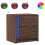 Mesita de noche con luces LED madera de ingeniería roble marrón de , Mesitas de noche - Ref: Foro24-852059, Precio: 51,97 €, ...
