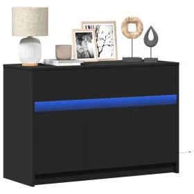 Mueble de TV con LED madera de ingeniería negro 91x34x61 cm de , Muebles TV - Ref: Foro24-852181, Precio: 102,35 €, Descuento: %