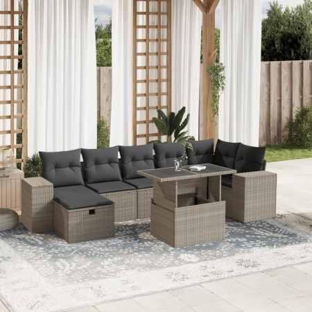 Set de sofás de jardín 8 pzas y cojines ratán sintético gris de , Conjuntos de jardín - Ref: Foro24-3275312, Precio: 612,54 €...