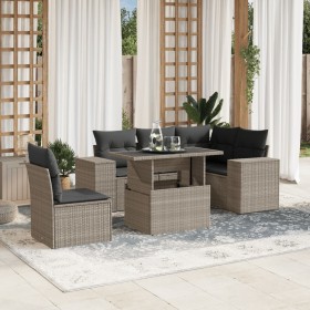 Set de sofás de jardín 6 pzas y cojines ratán sintético gris de , Conjuntos de jardín - Ref: Foro24-3269172, Precio: 473,57 €...