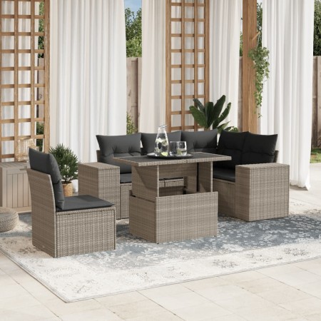 Set de sofás de jardín 6 pzas y cojines ratán sintético gris de , Conjuntos de jardín - Ref: Foro24-3269172, Precio: 473,57 €...
