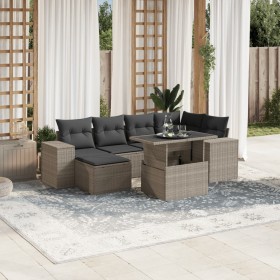 Set de sofás de jardín 7 pzas con cojines ratán PE gris claro de , Conjuntos de jardín - Ref: Foro24-3269312, Precio: 527,26 ...