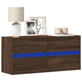 Mueble de TV de pared con luces LED marrón roble 100x31x45 cm de , Muebles TV - Ref: Foro24-852298, Precio: 76,91 €, Descuent...