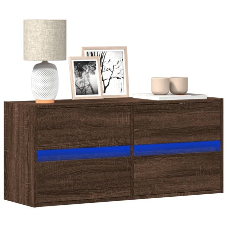 Mueble de TV de pared con luces LED marrón roble 100x31x45 cm de , Muebles TV - Ref: Foro24-852298, Precio: 77,91 €, Descuent...