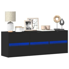 Mueble de TV de pared con luces LED negro 130x31x45 cm de , Muebles TV - Ref: Foro24-852300, Precio: 101,01 €, Descuento: %