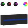 Mueble de TV de pared con luces LED negro 130x31x45 cm de , Muebles TV - Ref: Foro24-852300, Precio: 105,45 €, Descuento: %