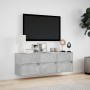 Mueble de TV de pared con luces LED gris hormigón 130x31x45 cm de , Muebles TV - Ref: Foro24-852302, Precio: 98,99 €, Descuen...