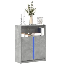 Aparador con LED madera ingeniería gris hormigón 77x34x100 cm de , Aparadores - Ref: Foro24-852148, Precio: 76,96 €, Descuent...