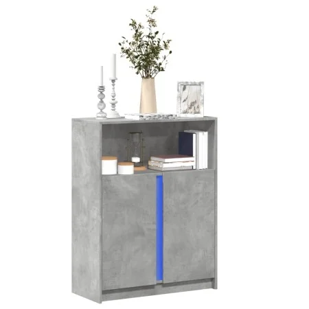 Aparador con LED madera ingeniería gris hormigón 77x34x100 cm de , Aparadores - Ref: Foro24-852148, Precio: 76,96 €, Descuent...