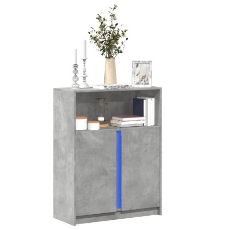 Aparador con LED madera ingeniería gris hormigón 77x34x100 cm de , Aparadores - Ref: Foro24-852148, Precio: 77,90 €, Descuent...