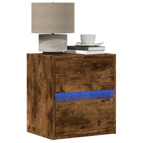 Mueble de TV de pared con luces LED roble ahumado 41x31x45 cm de , Muebles TV - Ref: Foro24-852279, Precio: 53,36 €, Descuent...