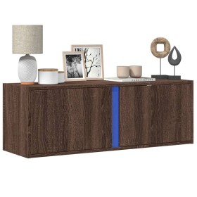 Mueble de TV de pared con luces LED marrón roble 100x31x35 cm de , Muebles TV - Ref: Foro24-852270, Precio: 59,53 €, Descuent...