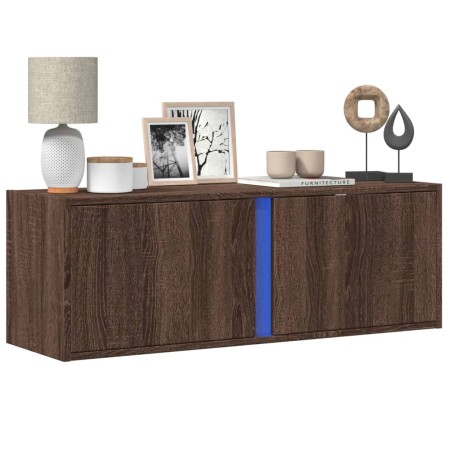 Mueble de TV de pared con luces LED marrón roble 100x31x35 cm de , Muebles TV - Ref: Foro24-852270, Precio: 59,53 €, Descuent...