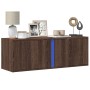 Mueble de TV de pared con luces LED marrón roble 100x31x35 cm de , Muebles TV - Ref: Foro24-852270, Precio: 59,53 €, Descuent...