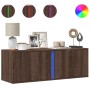 Mueble de TV de pared con luces LED marrón roble 100x31x35 cm de , Muebles TV - Ref: Foro24-852270, Precio: 59,53 €, Descuent...