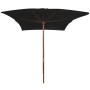 Sombrilla de jardín con palo de madera negra 200x300 cm de vidaXL, Sombrillas - Ref: Foro24-313760, Precio: 61,71 €, Descuent...