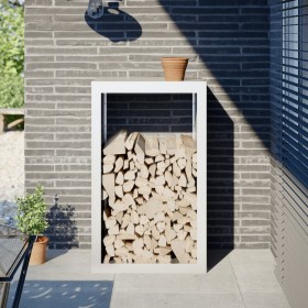 Leñero de acero blanco 60x40x100 cm de , Bolsas y soportes de leña - Ref: Foro24-850990, Precio: 104,52 €, Descuento: %