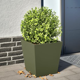 Jardinera de acero verde oliva 40x40x40 cm de , Maceteros y jardineras - Ref: Foro24-851058, Precio: 38,62 €, Descuento: %