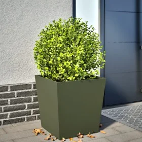 Jardinera de acero verde oliva 50x50x50 cm de , Maceteros y jardineras - Ref: Foro24-851072, Precio: 58,69 €, Descuento: %