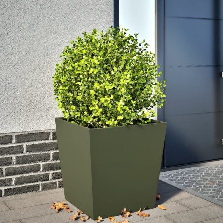 Jardinera de acero verde oliva 50x50x50 cm de , Maceteros y jardineras - Ref: Foro24-851072, Precio: 52,49 €, Descuento: %