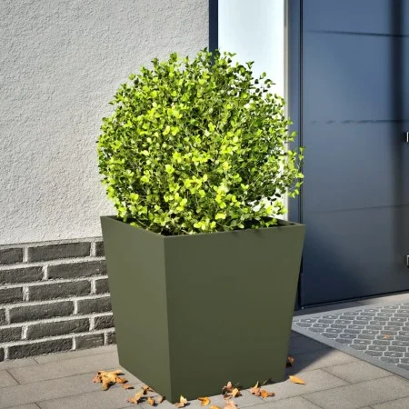 Jardinera de acero verde oliva 50x50x50 cm de , Maceteros y jardineras - Ref: Foro24-851072, Precio: 58,69 €, Descuento: %