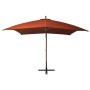 Sombrilla colgante con palo madera maciza abeto terracota 3x3 m de vidaXL, Sombrillas - Ref: Foro24-313777, Precio: 166,00 €,...