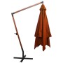 Sombrilla colgante con palo madera maciza abeto terracota 3x3 m de vidaXL, Sombrillas - Ref: Foro24-313777, Precio: 166,00 €,...
