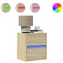 Mesita de noche de pared con luces LED roble Sonoma de , Mesitas de noche - Ref: Foro24-3307965, Precio: 56,59 €, Descuento: %