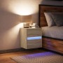 Mesita de noche de pared con luces LED roble Sonoma de , Mesitas de noche - Ref: Foro24-3307965, Precio: 56,59 €, Descuento: %
