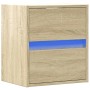 Mesita de noche de pared con luces LED roble Sonoma de , Mesitas de noche - Ref: Foro24-3307965, Precio: 56,59 €, Descuento: %