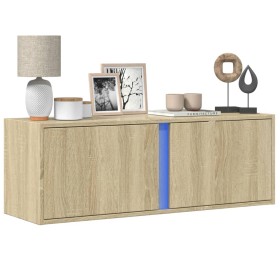 Mueble de TV de pared con luces LED roble Sonoma 100x31x35 cm de , Muebles TV - Ref: Foro24-852266, Precio: 63,38 €, Descuent...
