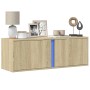 Mueble de TV de pared con luces LED roble Sonoma 100x31x35 cm de , Muebles TV - Ref: Foro24-852266, Precio: 63,38 €, Descuent...