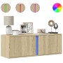 Mueble de TV de pared con luces LED roble Sonoma 100x31x35 cm de , Muebles TV - Ref: Foro24-852266, Precio: 63,38 €, Descuent...