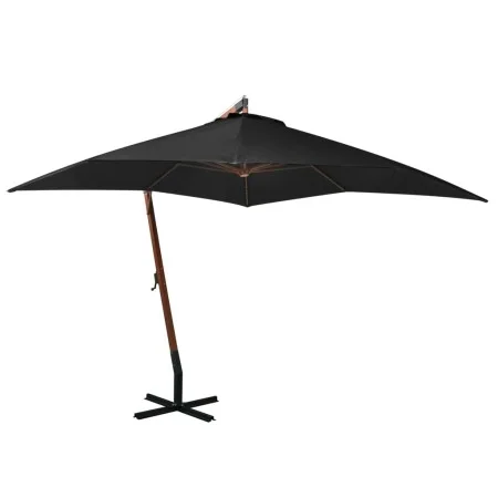 Sombrilla colgante con palo madera maciza de abeto negro 3x3 m de vidaXL, Sombrillas - Ref: Foro24-313778, Precio: 140,98 €, ...