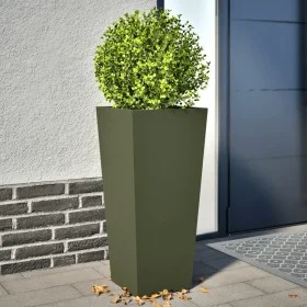 Jardineras 2 uds acero verde oliva 35x35x75 cm de , Maceteros y jardineras - Ref: Foro24-851087, Precio: 100,90 €, Descuento: %