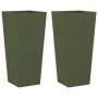 Jardineras 2 uds acero verde oliva 35x35x75 cm de , Maceteros y jardineras - Ref: Foro24-851087, Precio: 100,90 €, Descuento: %
