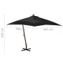 Sombrilla colgante con palo madera maciza de abeto negro 3x3 m de vidaXL, Sombrillas - Ref: Foro24-313778, Precio: 140,98 €, ...