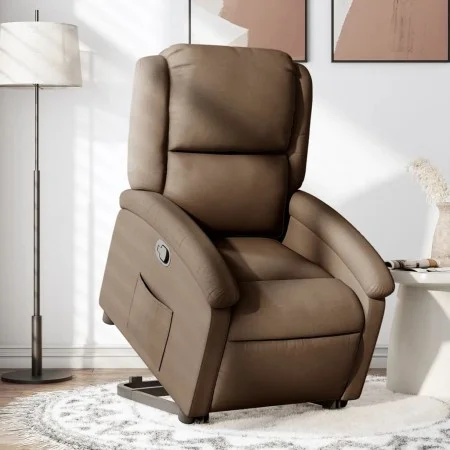 Sillón reclinable elevable de tela marrón de , Sillones - Ref: Foro24-3204168, Precio: 285,34 €, Descuento: %