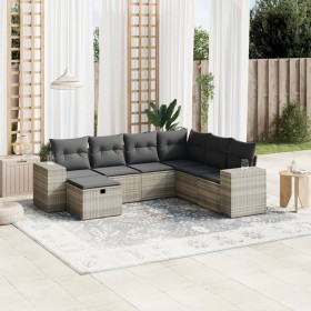 Set de sofás de jardín 7 pzas con cojines ratán PE gris claro de , Conjuntos de jardín - Ref: Foro24-3264458, Precio: 502,67 ...
