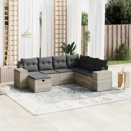 Set de sofás de jardín 7 pzas con cojines ratán PE gris claro de , Conjuntos de jardín - Ref: Foro24-3264458, Precio: 502,67 ...