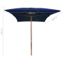 Sombrilla de jardín con palo de madera azul 200x300 cm de vidaXL, Sombrillas - Ref: Foro24-313761, Precio: 71,80 €, Descuento: %